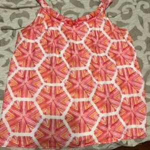 Lilly Pulitzer fully lined cotton tank hot pink light pink orange starburst